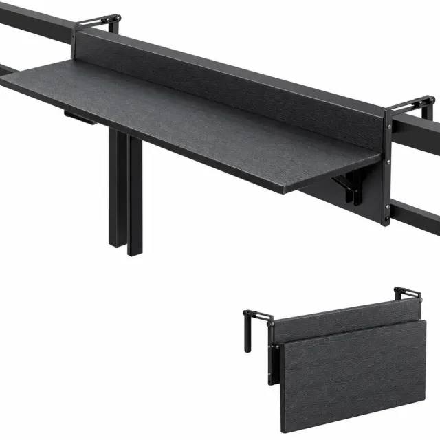 Production of Ideas Balkon Hangende Opklapbare Tafel - Leuningtafel - Buiten - Serveertafel - Metaal - Zwart - Duurzaam