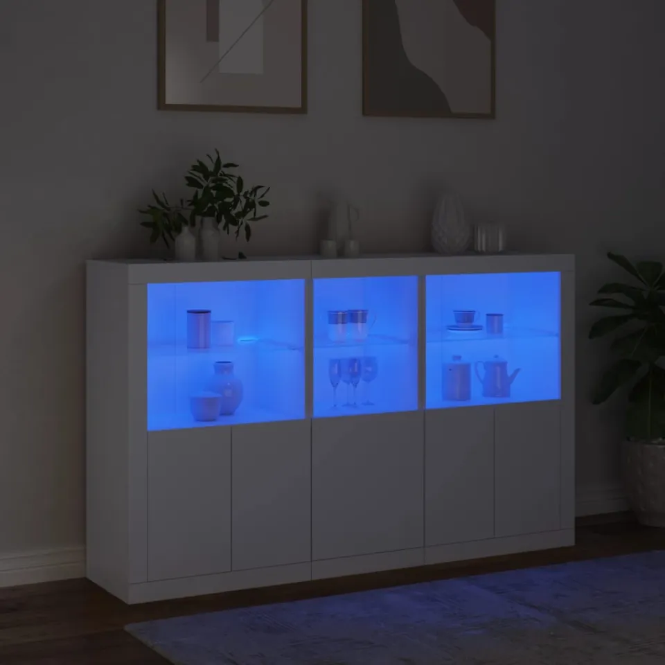 vidaXL Dressoir met LED-verlichting 162x37x100 cm wit, foto 4