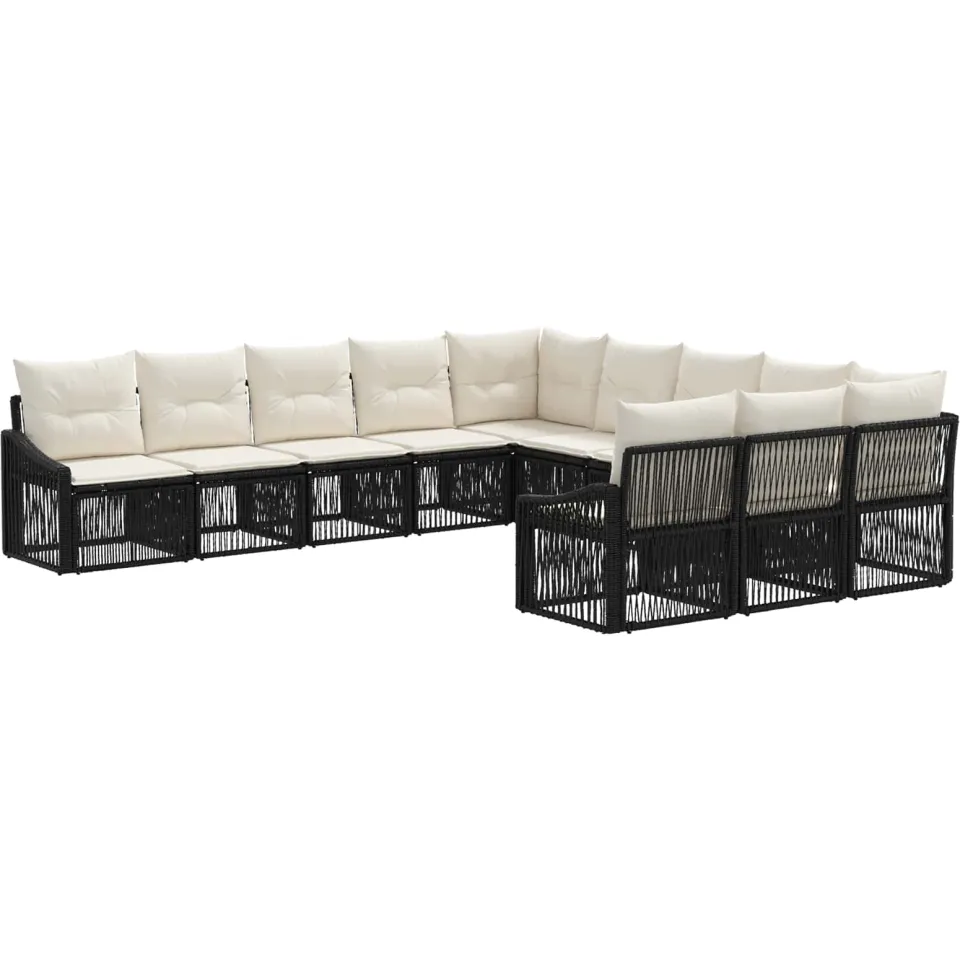 vidaXL Tuinbankenset 11 st 11-zits Zwart poly rattan, foto 3