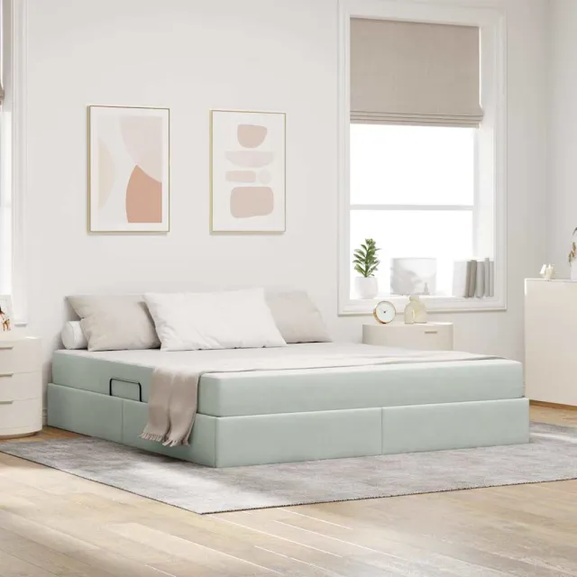 vidaXL Opbergbed met matras met opslag Lichtgrijs 160 x 200 cm Fluweel