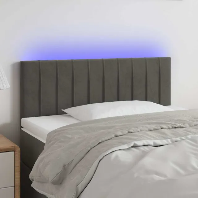 vidaXL Hoofdbord LED 80x5x78/88 cm fluweel donkergrijs grijs
