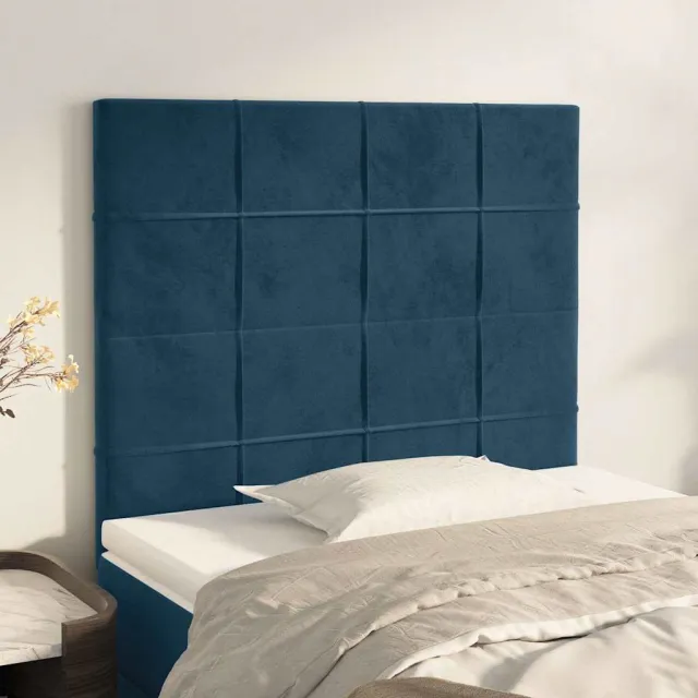 vidaXL Hoofdbord donkerblauw 80x5x118/128 cm fluweel blauw