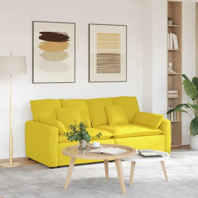 vidaXL Modulaire bank met kussens lichtgeel