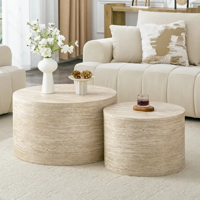 COVREO Salontafel set 62,8 x 62,8 x 35 cm wood MDF, opbergruimte