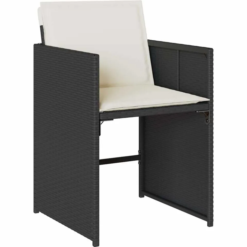vidaXL 13-delige Tuinset met kussens poly rattan zwart