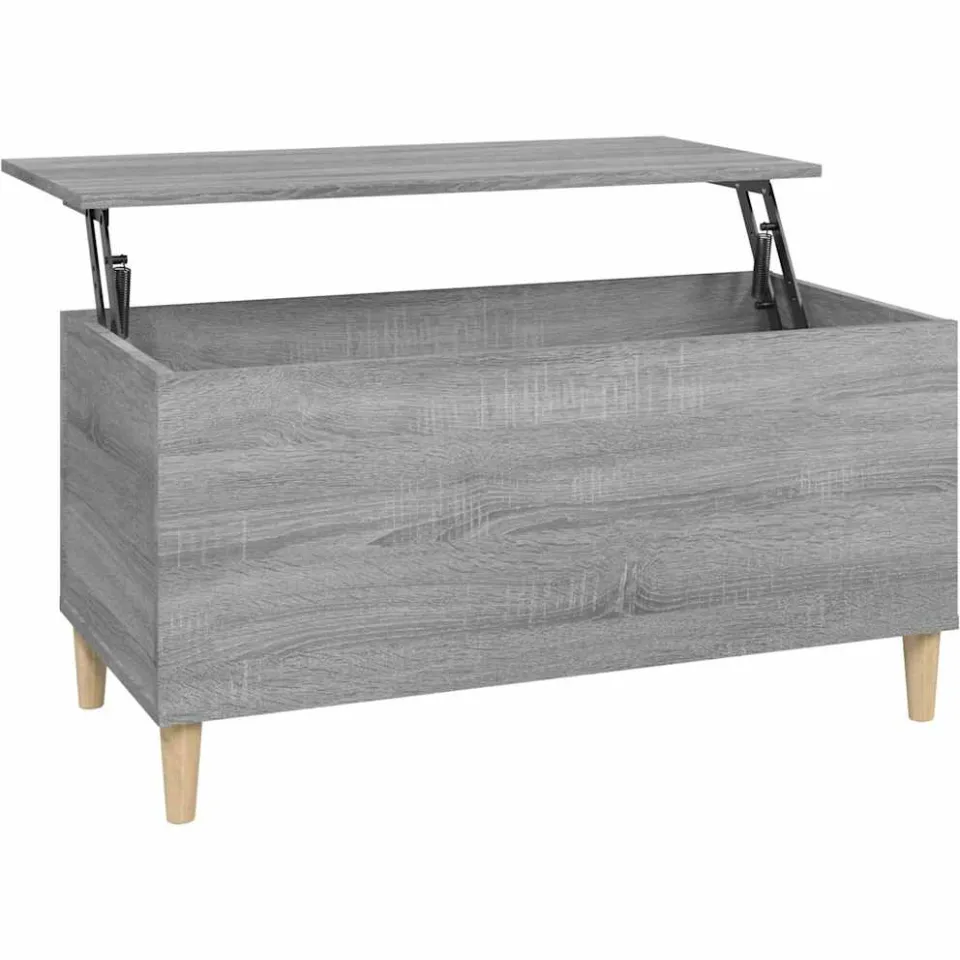 vidaXL Salontafel 90x44,5x45 cm bewerkt hout grijs sonoma eikenkleurig