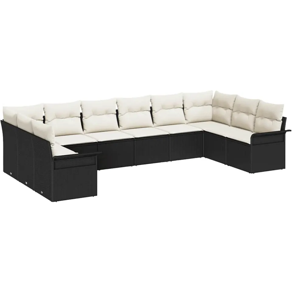 vidaXL Tuin Sofa Set 10 st Zwart poly rattan
