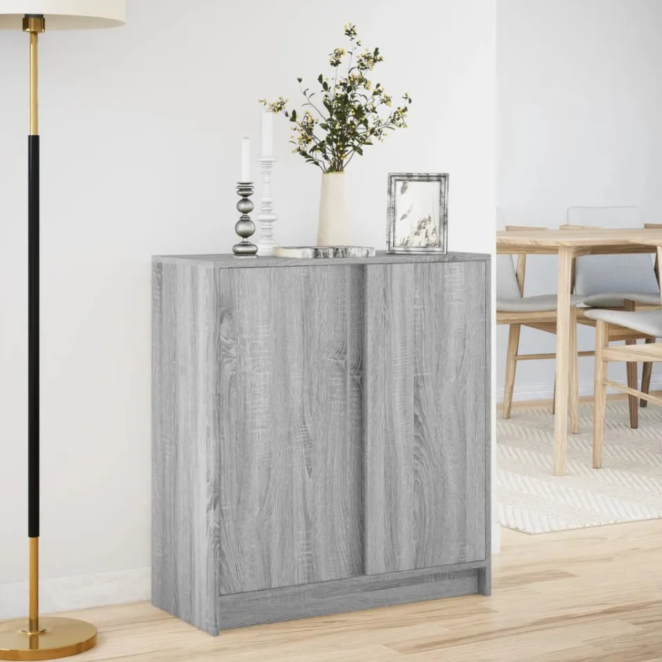 vidaXL Dressoir met LED 77x34x85 cm bewerkt hout grijs sonoma eiken, foto 3
