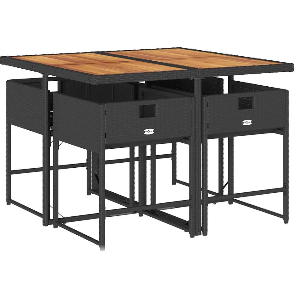 vidaXL 5-delige Tuinset met kussens poly rattan zwart, foto 4