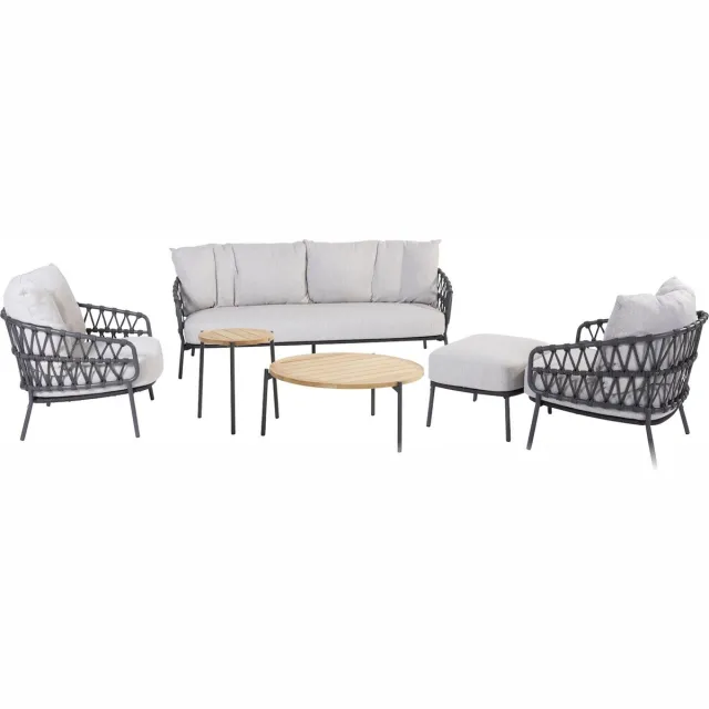 4 Seasons Outdoor Calpi stoel bank loungeset 6 delig rope 4 Seasons Outdoor Antraciet