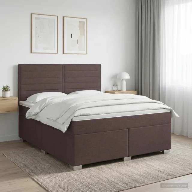 vidaXL Boxspringbed met matras Donkerbruin 140 x 190 cm Stof