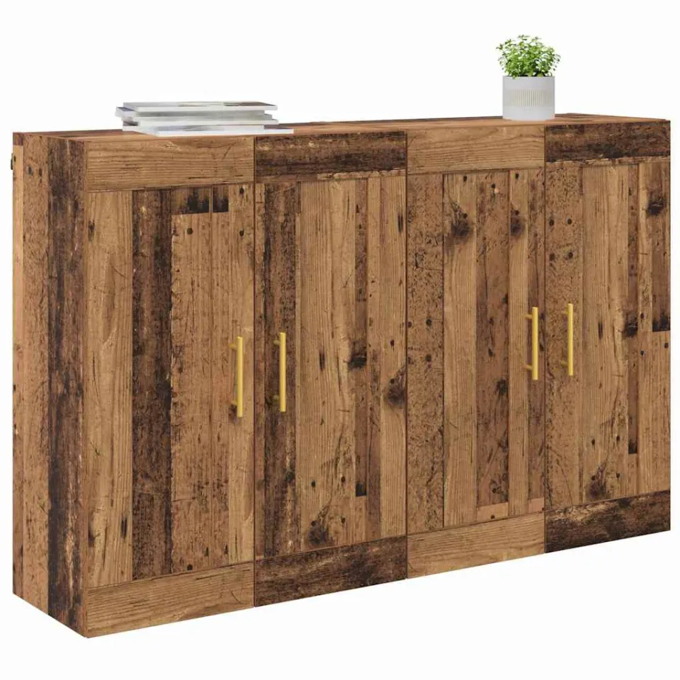 vidaXL Wandkast 2 st Oudhout 69,5 x 34 x 90 cm Bewerkt hout Bruin