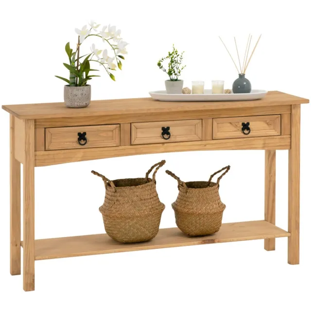 IDIMEX Consoletafel SALSA van massief grenenhout met 3 lades bruin