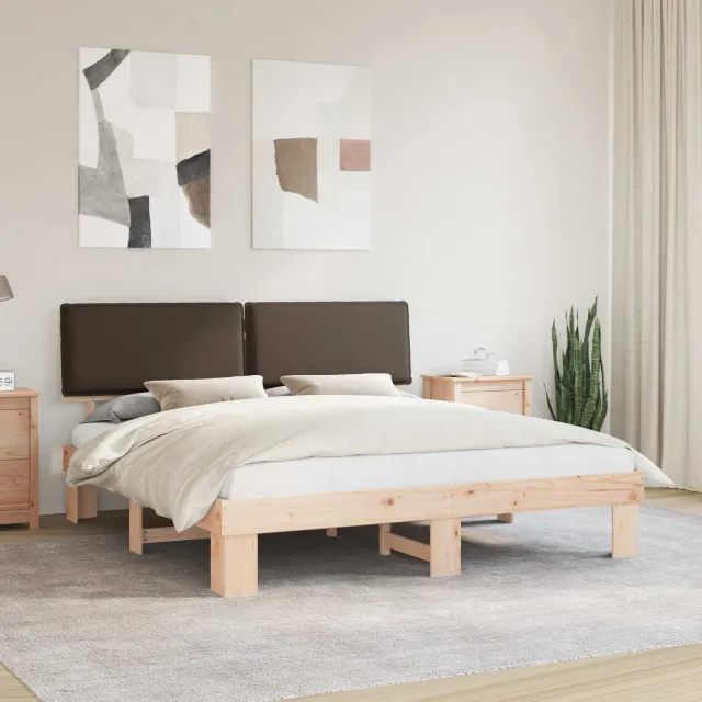 vidaXL Bedframe met Gevoerd Hoofdgedeelte Taupe 200 x 200 cm