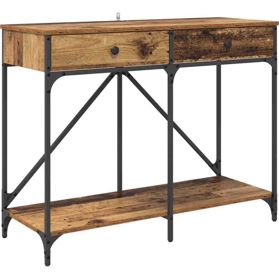 vidaXL Wandtafel Oud Hout 100 x 39 x 78,5 cm Bewerkt hout bruin, foto 3