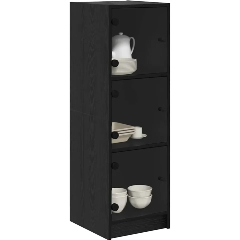 vidaXL Highboard Zwart Eiken 35 x 37 x 109 cm Bewerkt hout