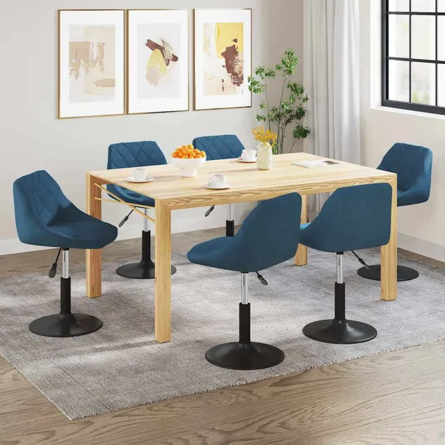 vidaXL Eetkamerstoelen draaibaar 6 st fluweel blauw, foto 2