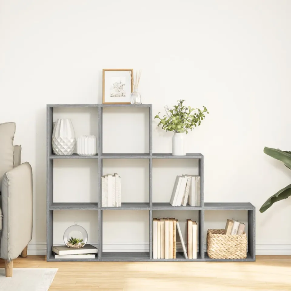 vidaXL Kamerscherm / boekenkast 137,5x29x103,5 cm hout grijs sonoma, foto 3