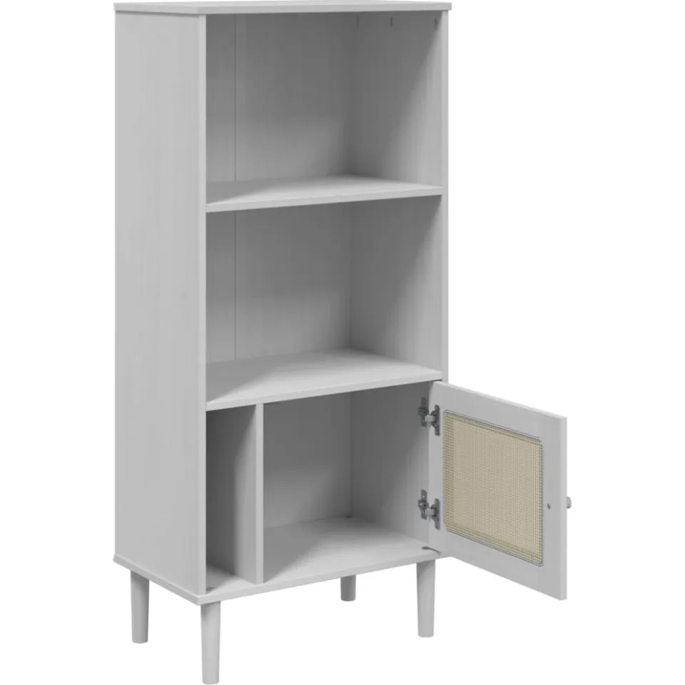 vidaXL Boekenkast SENJA rattan-look 60x35x130 cm grenenhout wit, foto 4