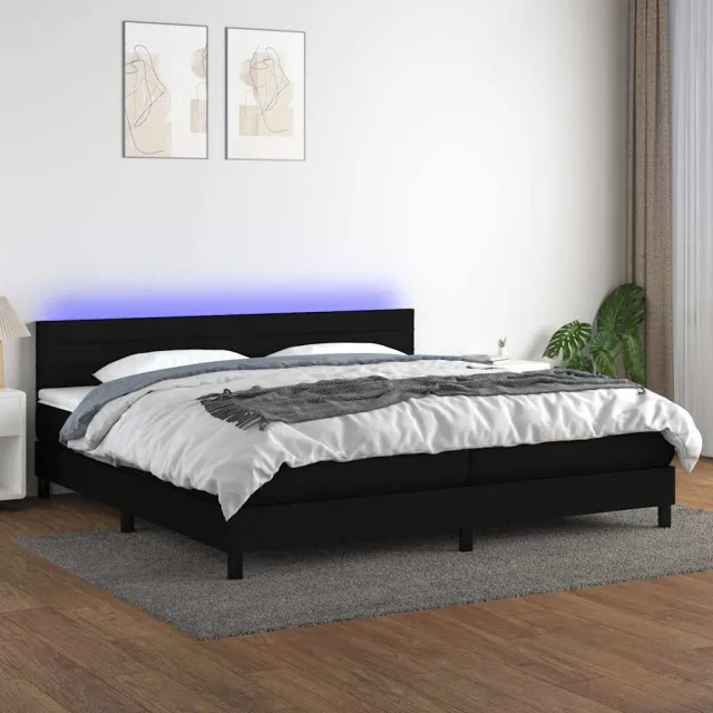 vidaXL Boxspring met matras en LED stof zwart 200x200 cm