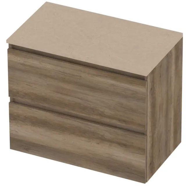 Basic-Line Deck 46 Badmeubelset Greeploos 80x46x66 cm Scotch Oak Sand Stone Beige