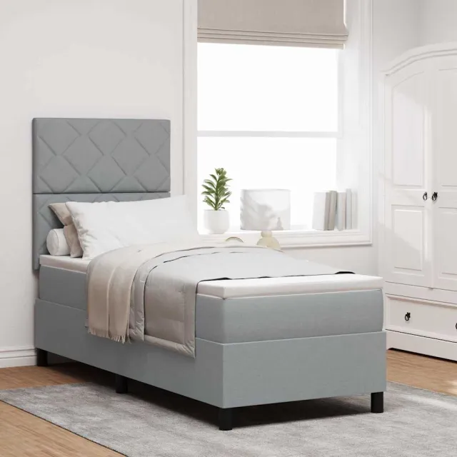 vidaXL Boxspring bed met hoofdeinde Lichtgrijs 80 x 200 cm Stof