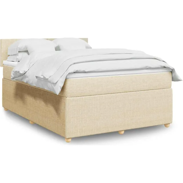 vidaXL Boxspring met matras stof crèmekleurig 140x190 cm