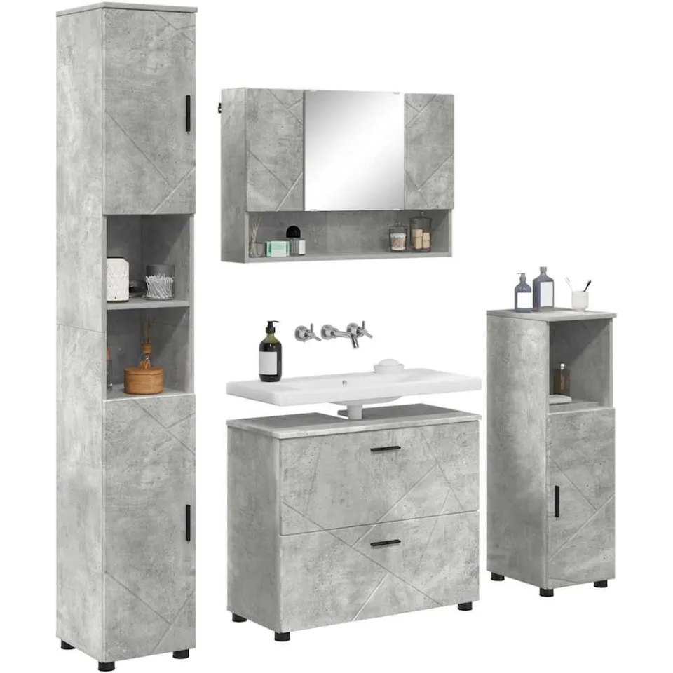 vidaXL Badkamermeubelset 4 st Beton Grijs 35 x 30 x 192 cm