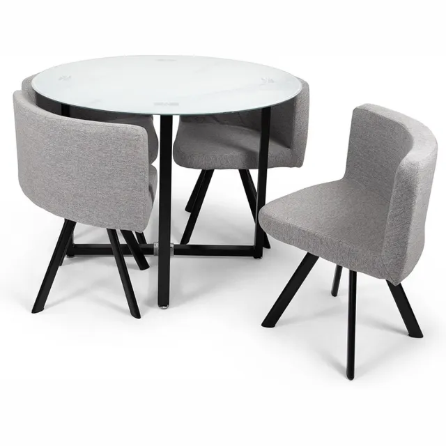 Milton & Oldbrook Eetkamerset 5-delig Sofia - Eettafel Met 4 Stoelen Marmer Wit
