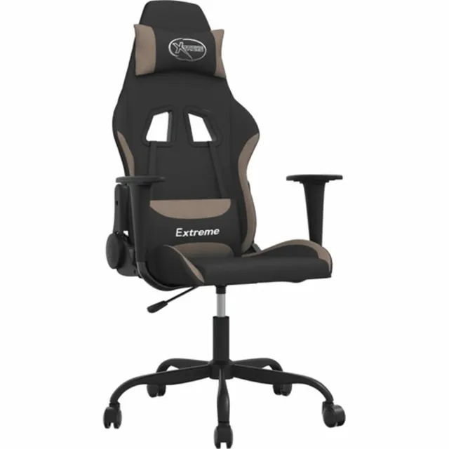 vidaXL Massage - gamestoel - stof - zwart - en - taupe zwart en taupe