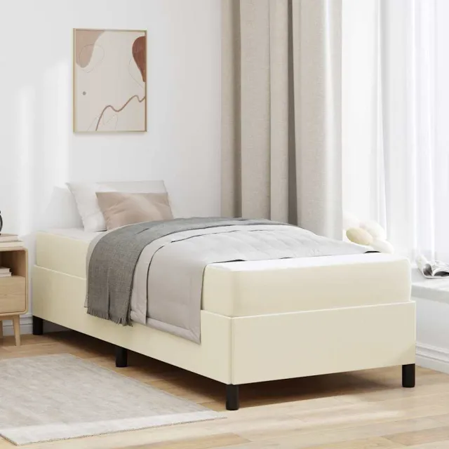 vidaXL Bedframe met matras Crème 90 x 200 cm Stof