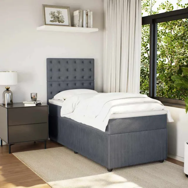 vidaXL Boxspring met matras fluweel donkergrijs 80x200 cm grijs