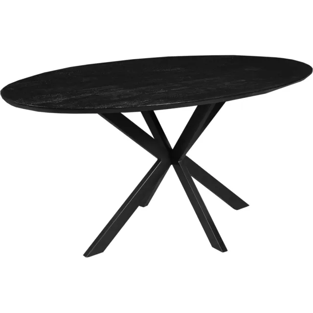Mahom Mangohouten Eettafel Bologna Ovaal Black 240x110 cm Mahom Industrieel - Dinertafel van Mangohout & Metaal - Industriële Eettafel Bruin