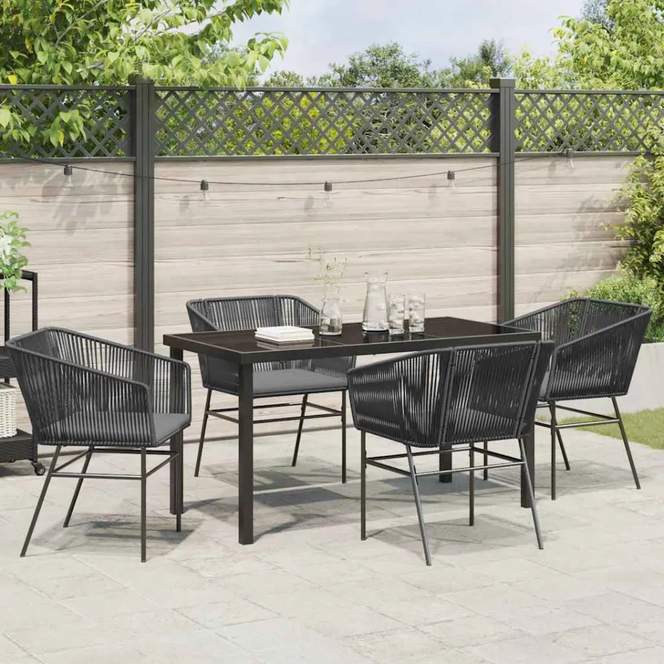 vidaXL Tuin eettafelset 5 st Zwart Gepoedercoat staal, foto 3