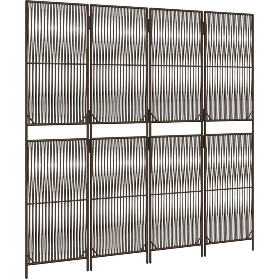 vidaXL Kamerscherm 4 panelen poly rattan bruin, foto 5