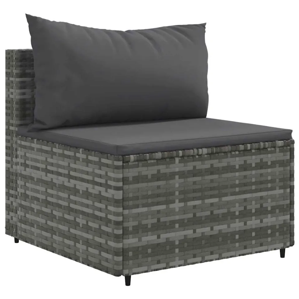 vidaXL 5-delige Loungeset met kussens poly rattan grijs, foto 4