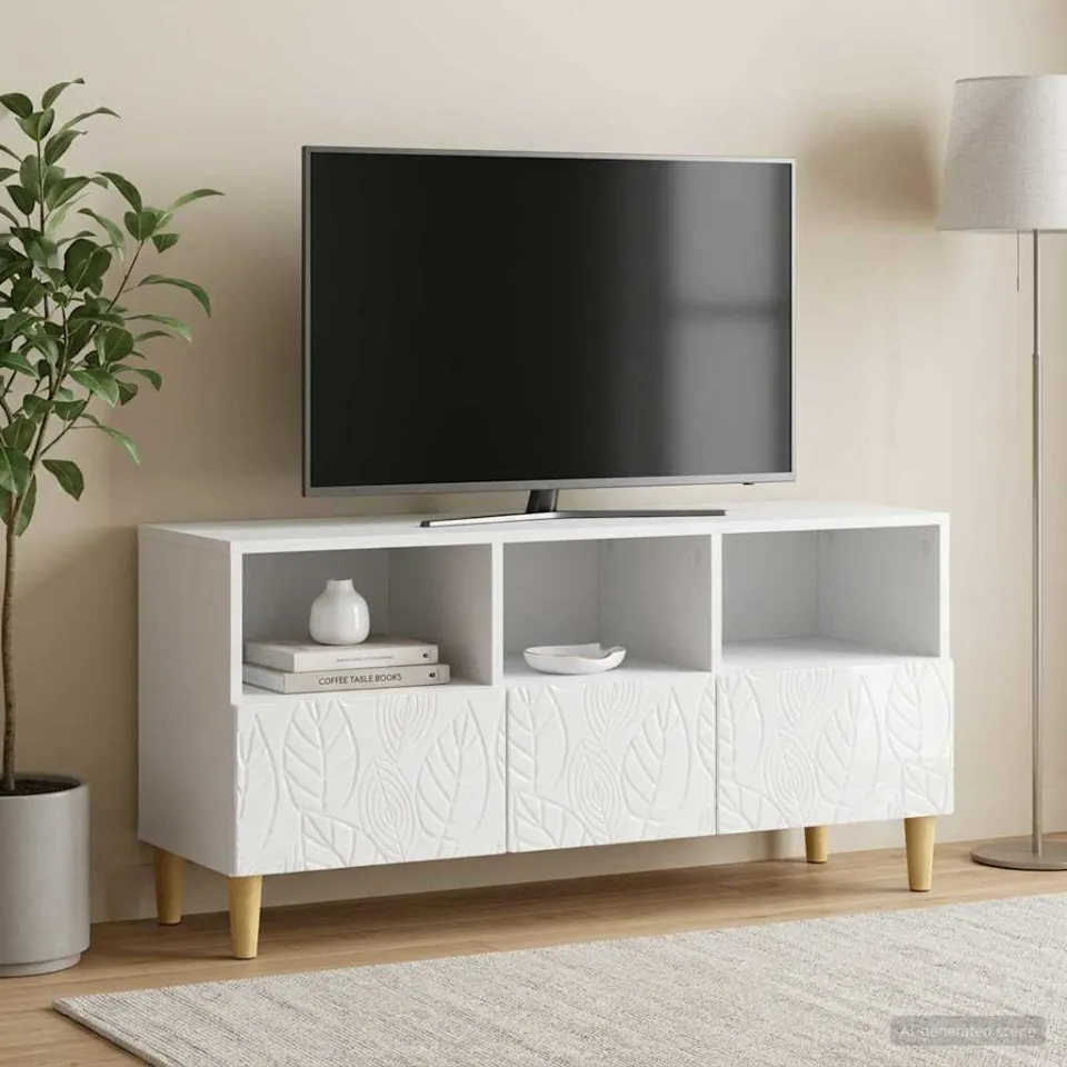 vidaXL TV-kast 102 x 34,5 x 50 cm Hoogglans Wit Bewerkt hout, foto 3