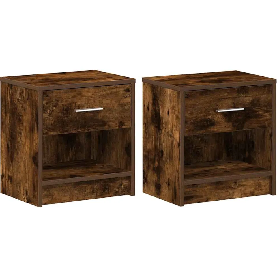 vidaXL Nachtkastjes 2 st met lade 39x28x41 cm gerookt eikenkleurig, foto 3