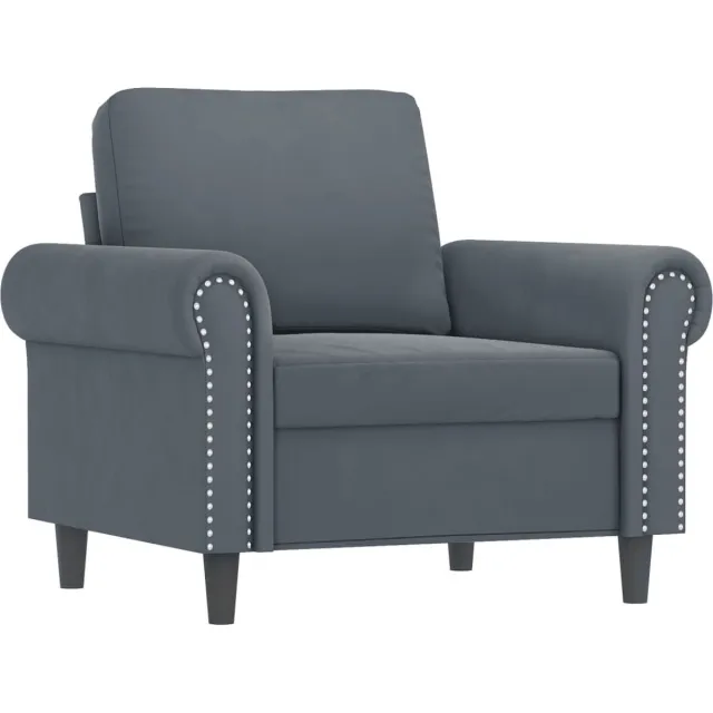 vidaXL Fauteuil - met - voetenbank - 60 - cm - fluweel - donkergrijs