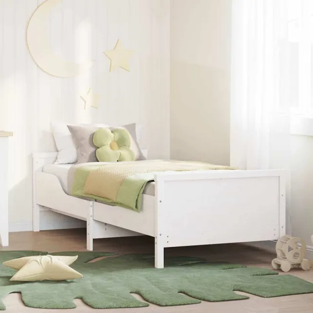 vidaXL Bedframe met hoofdeinde Wit 80 x 200 cm Bewerkt hout