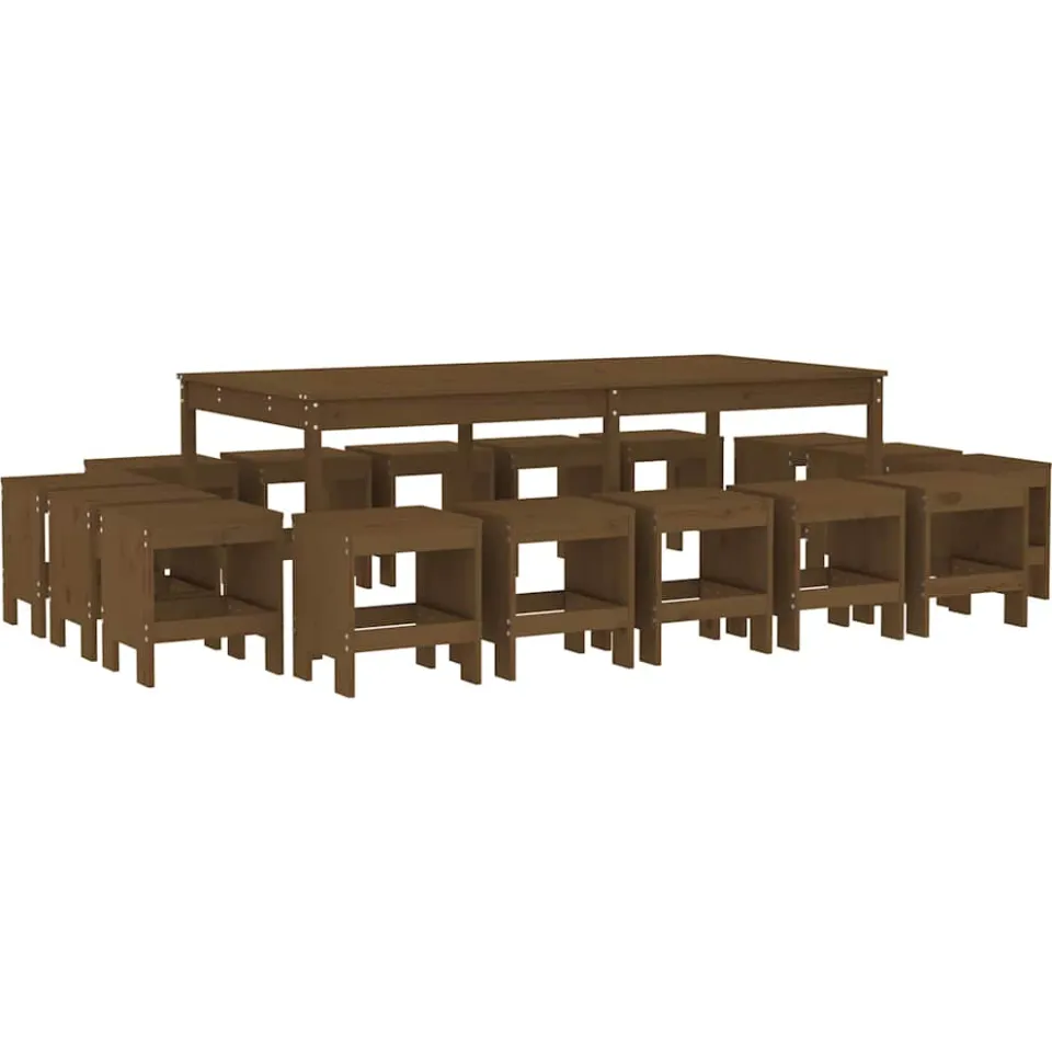 vidaXL 17-delige Tuinset massief grenenhout honingbruin
