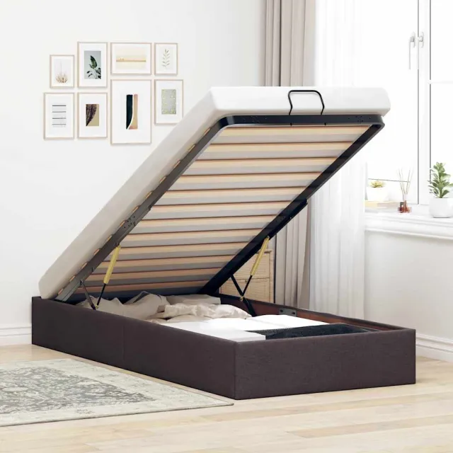 vidaXL Bedframe zonder matras 80x200 cm stof donkerbruin bruin