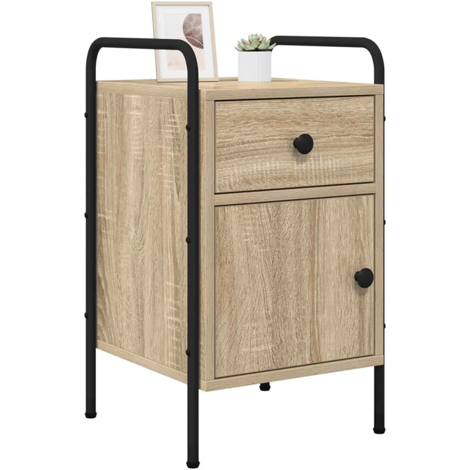 vidaXL Nachtkastje Sonoma Eiken 35 x 36,5 x 61 cm Bewerkt hout, foto 2