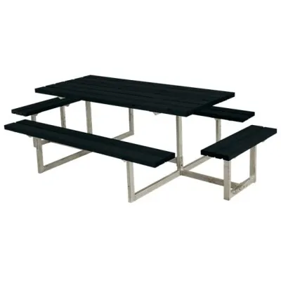 Trendyard Picknicktafel Hout en Staal Basic Zwart 4 Bankjes