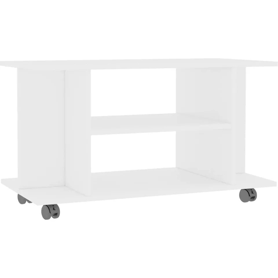 vidaXL Tv-meubel met wieltjes 80x40x45 cm bewerkt hout wit, foto 3