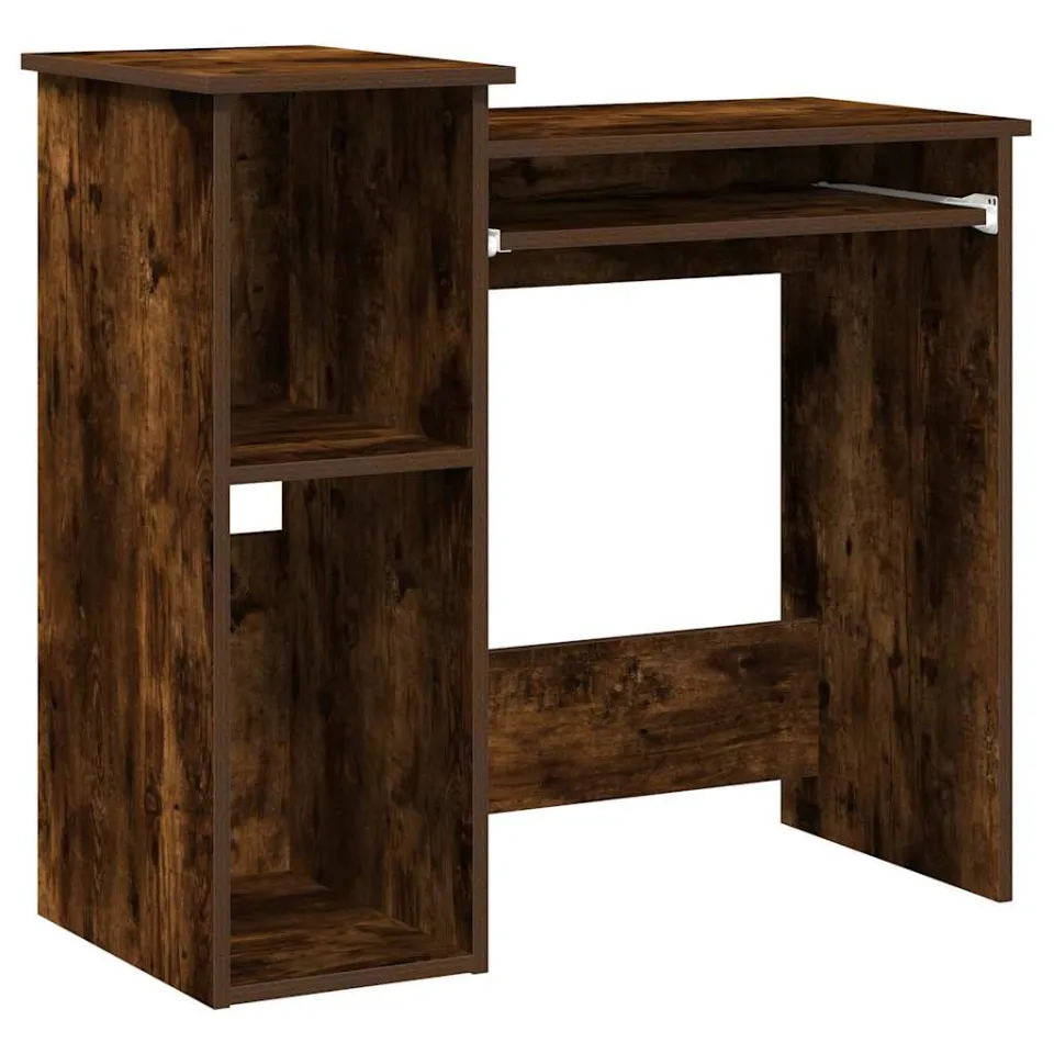 vidaXL Bureau met schappen 84x40x78 cm bewerkt hout gerookt eiken, foto 3