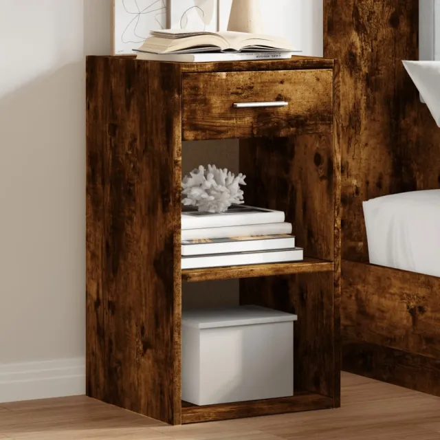 vidaXL Nachtkastjes 2 st 35x34x65 cm bewerkt hout gerookt eikenkleurig, foto 2