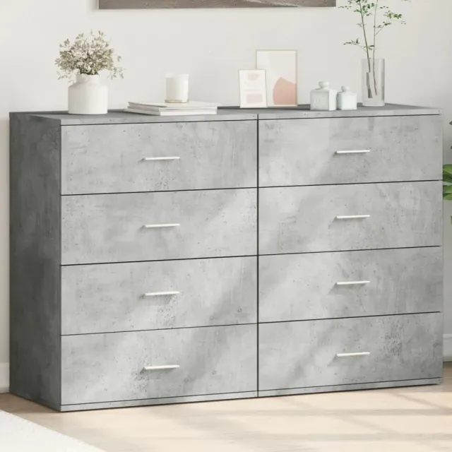 vidaXL Dressoirs 2 st 60x39x80 cm bewerkt hout betongrijs