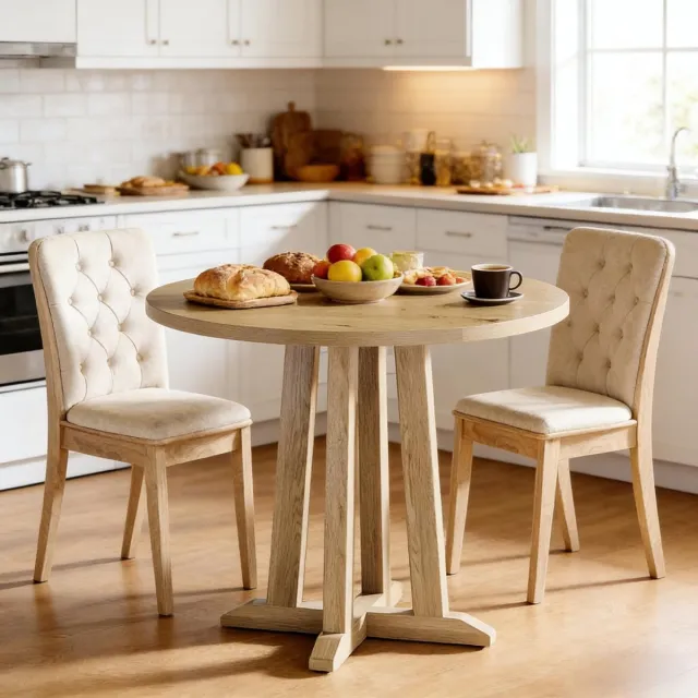 STILVORA Ronde Eettafel - 80 Cm Houten Tafel Met Natuurlijke Houtnerf - Voor 2 Tot 4 Personen - Voor Woonkamer, Keuken En Thuiswerkplek - Bruin Brown
