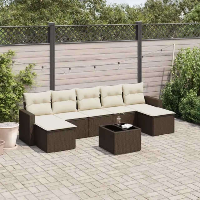 vidaXL 8-delige Loungeset met kussens poly rattan bruin, foto 2
